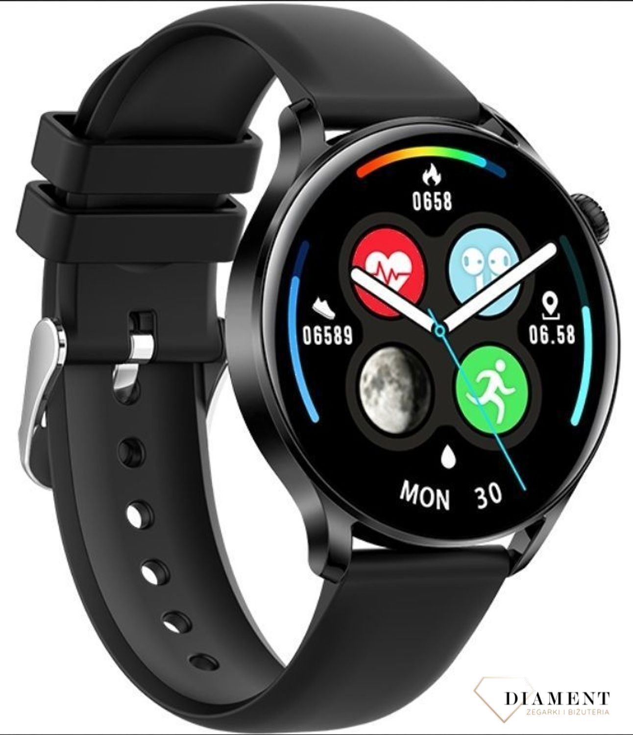 Smartwatch Rubicon M Ski Rnce Czarny Silikon Zegarki Diament Pl